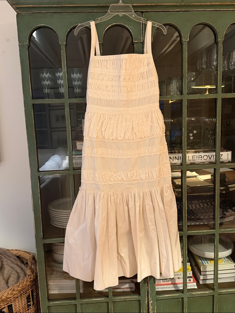 Brock Collection bridal ‘Devon’ ivory taffeta Drop waist pleated midi dress sz8